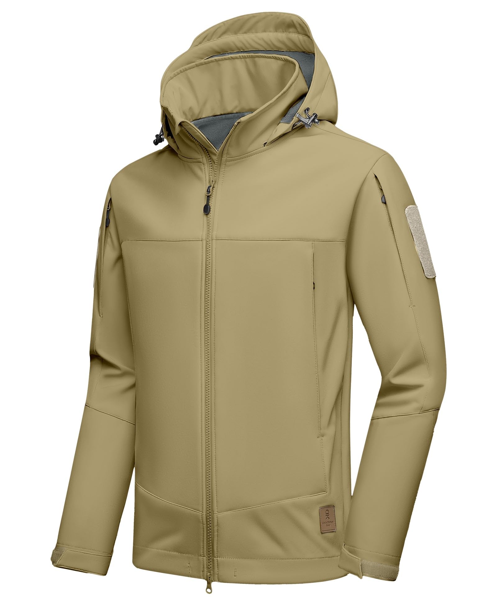 Little Donkey Andy Men's Softshell Jacket Hooded Light Waterproof Tactical Jacket Fleece Windbreaker Jackets with 8 Pockets