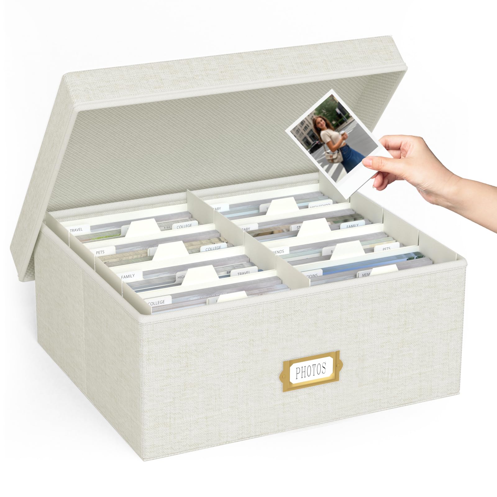 Amazon.com: Decorative Photo Storage Box - Linen Photo Box