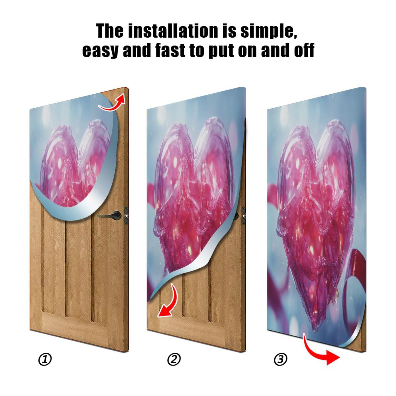 FLildon Valentine's Love Heart Door Cover Decoration, Party Accessory Porch Decor for Festive Ornament Room Door Covers 35 x 79 Inch