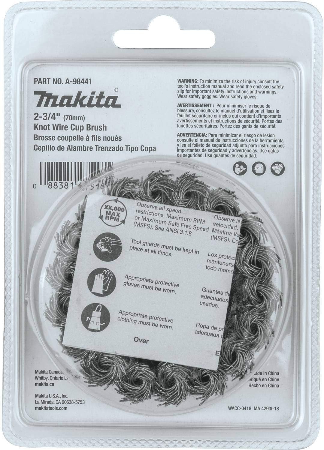 Makita A-98441 - Spazzola a tazza con filo nodo, 2-3/4", M10 x 1,25