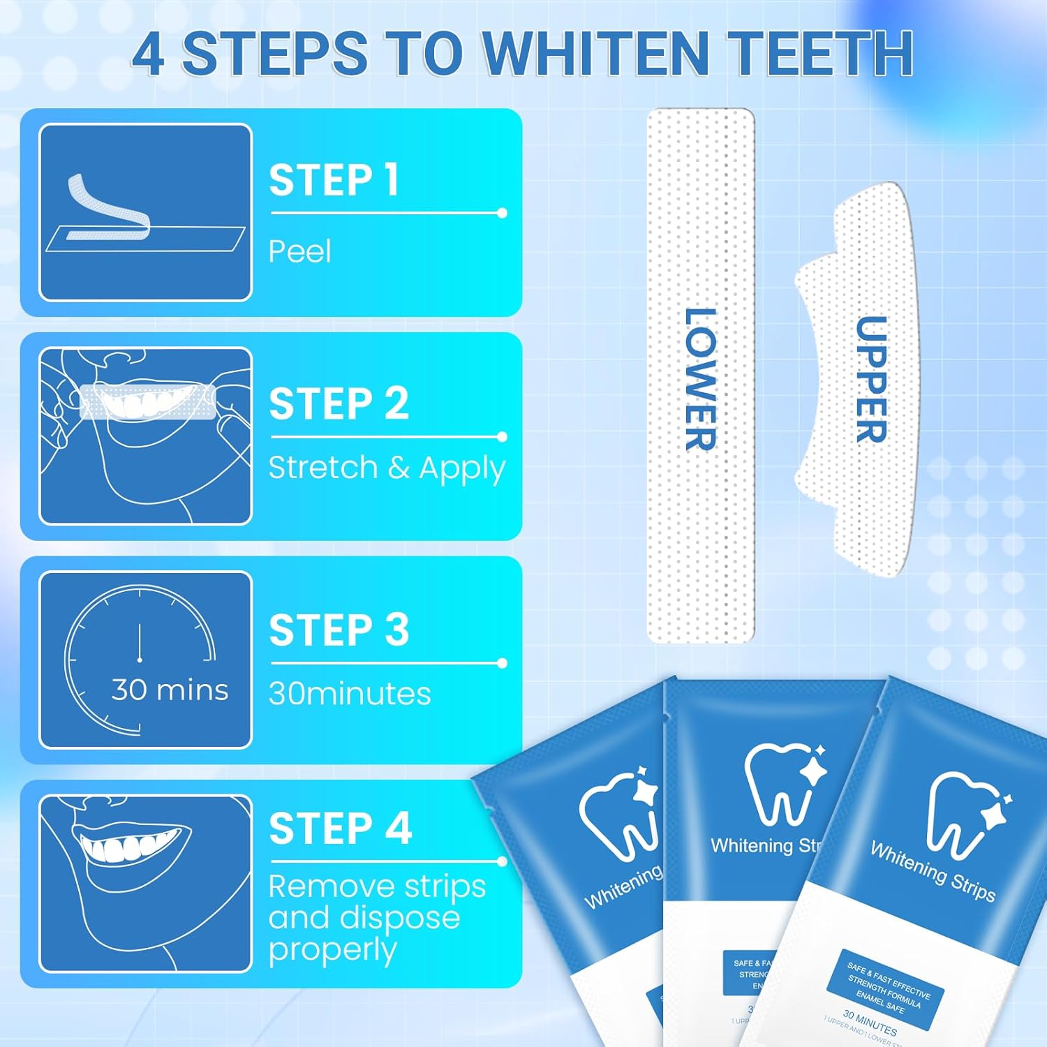 Teeth whitening Strip,28 Sensitivity Free Whitening Strips, Peroxide Free,14 Treatments Kit Professional and Safe Teeth whitening Strips - Image 4