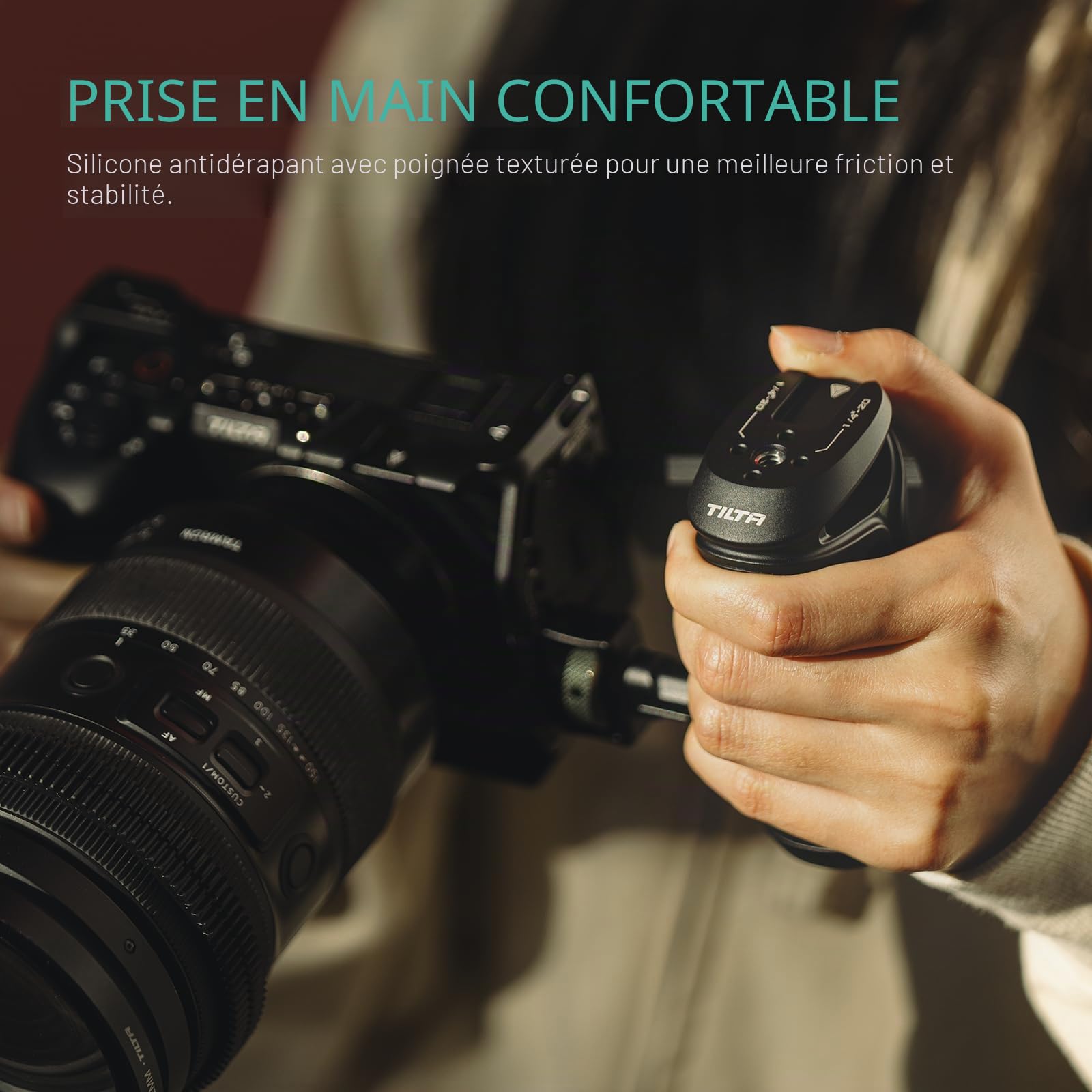 Tilta Poignée Latérale Xeno 1/4″-20 avec Goupilles de Positionnement, Poignée Latérale Ergonomique pour Montages de Caméra et de Moniteur - Noir TA-XSH1-B