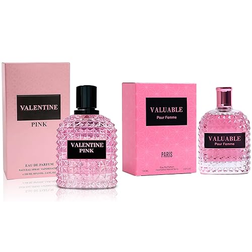 Valentine Pink&Valuable Perfume Set for Women - Floral Fragrance Gift Set with Floral Fruity Scent 3.4 Fl Oz Each Eau De Pafume for Office Wear