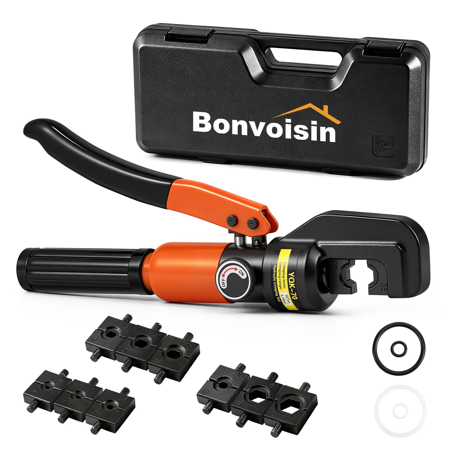 Bonvoisin Crimpadora Hidráulica 9 Juegos de Moldes 4-70mm Cuadrados Mango Aislado Cuerpo de Acero