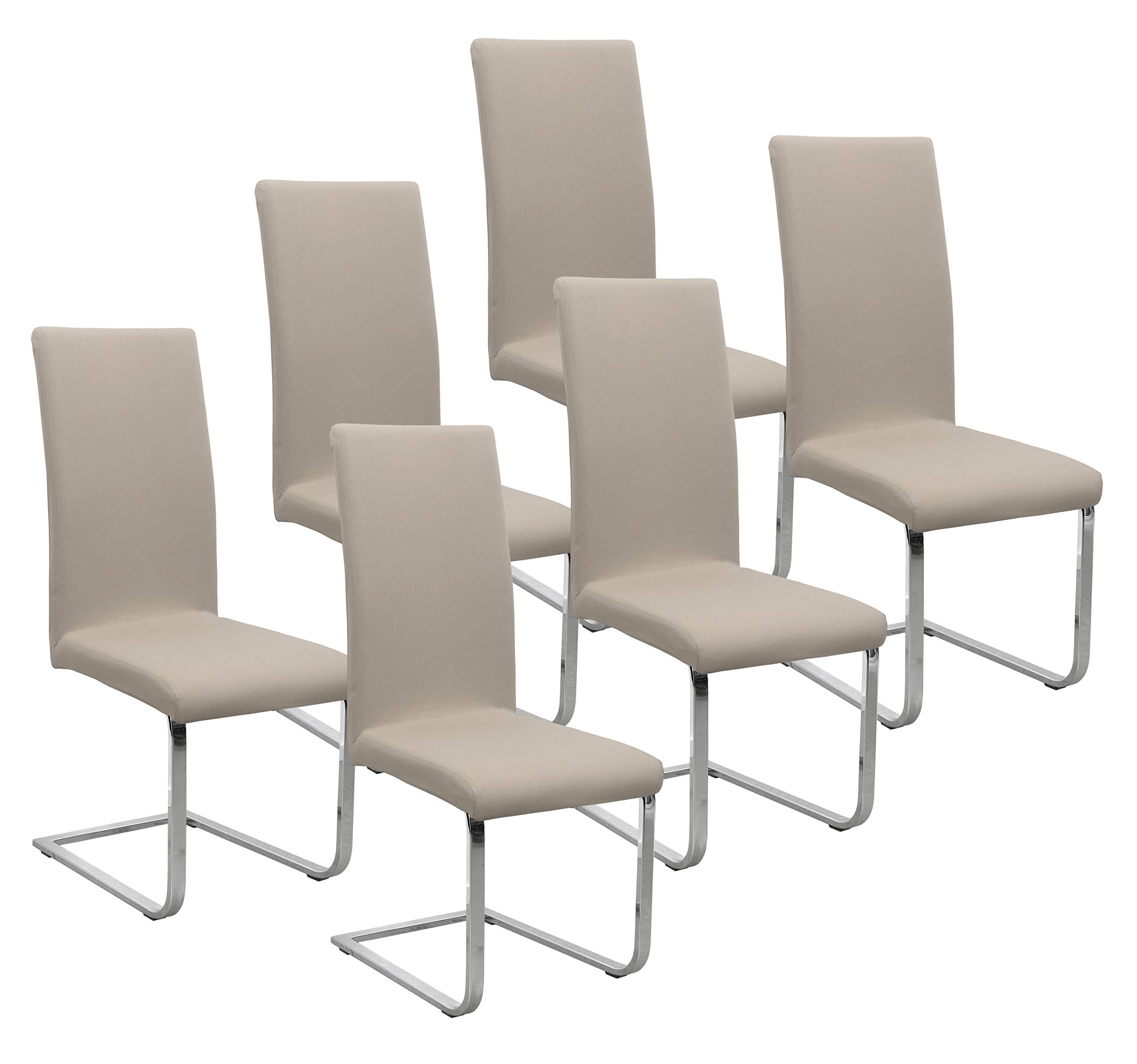 BEAUTEX Lot de 6 Housses de Chaise en Jersey, Housse Extensible en Coton bi-élastique, Couleur sélectionnable, Beige