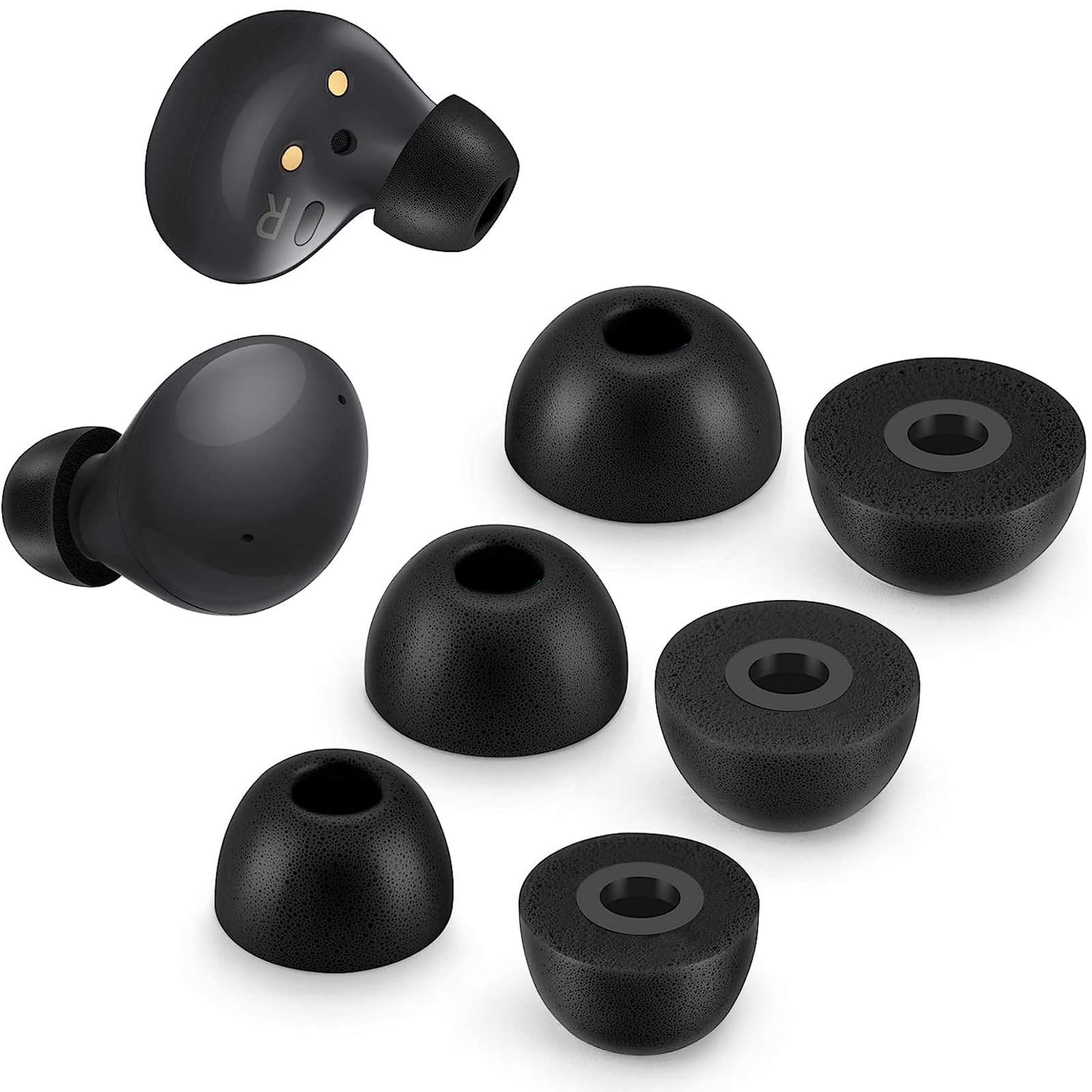 Foam Ear Tips for Samsung Galaxy Buds2 Pro - Experience Ultimate Comfort and Unshakeable Fit with Memory Foam Tips - Black