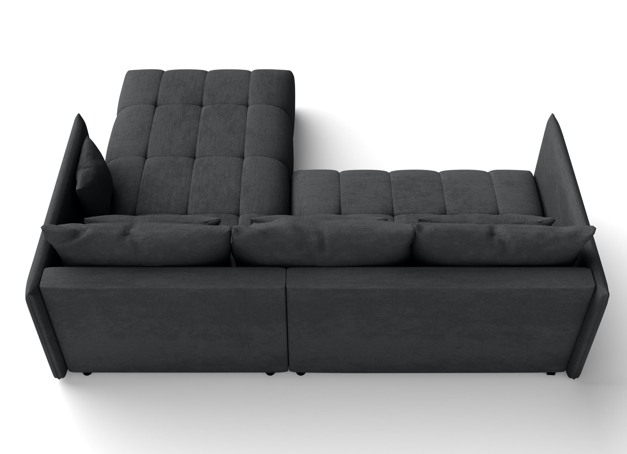 Eckcouch Grau Ecksofa mit Schlaffunktion Bettkasten Cosmova