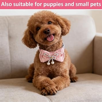 4 Pcs Cute Cat Collar Breakaway with Bow and Pearl Adjustable Pink Cat Collars for Girl Cats Adorable Kitten Collar Girl Cats Bows & Accessories
