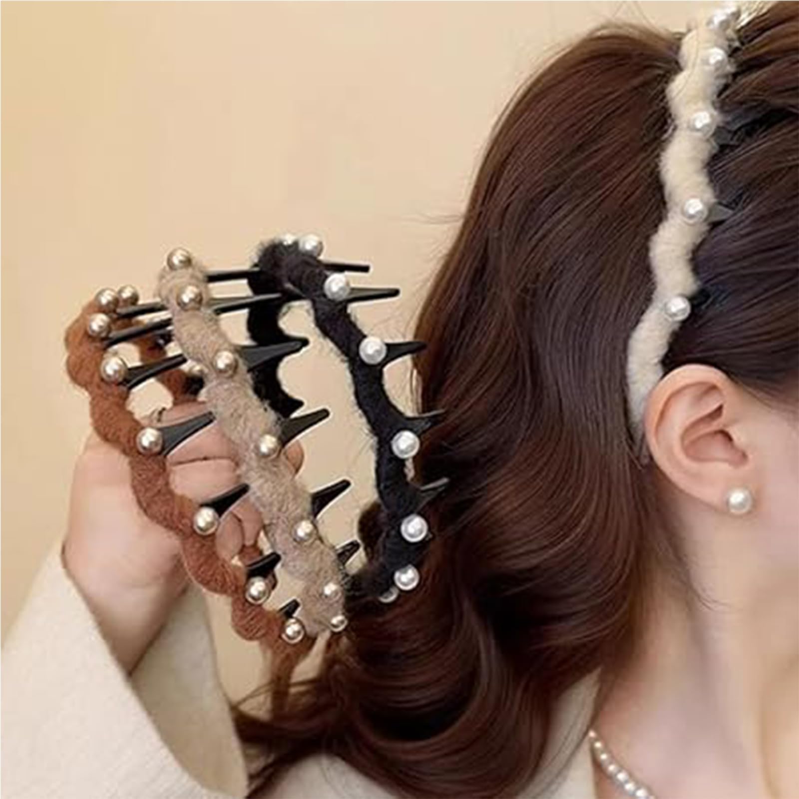 3PCS Vintage High Cranium Artificial Pearl Hairband - Image 4