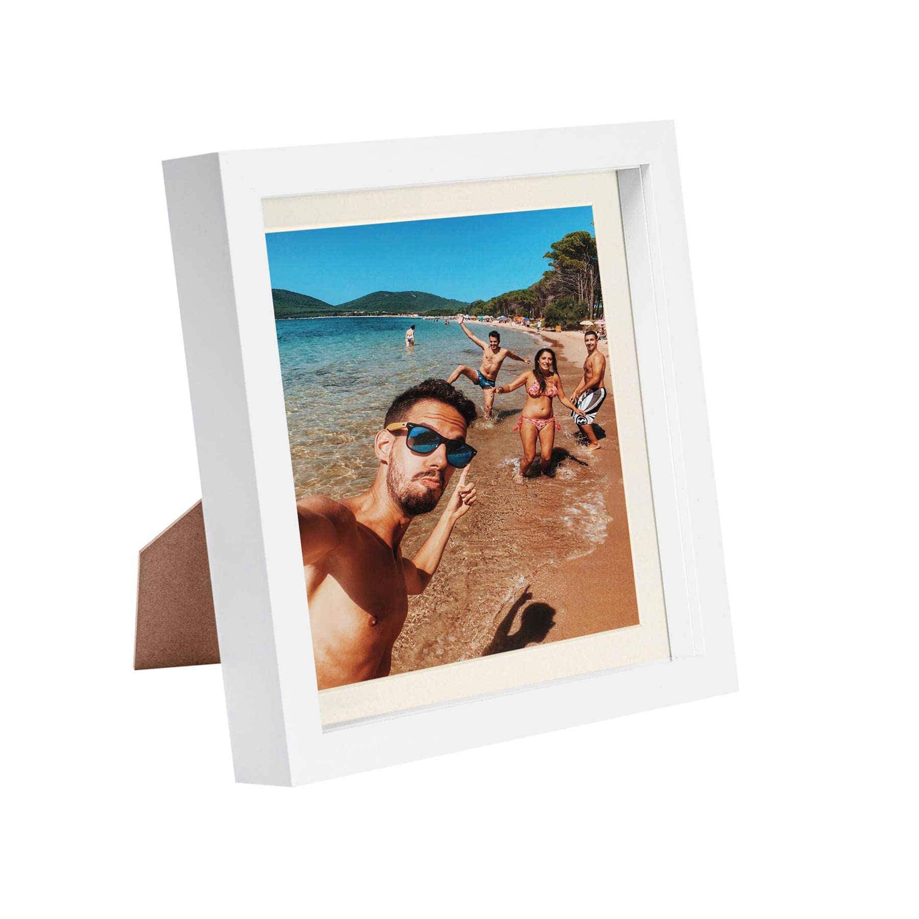 Nicola Spring 8 X 8" Photo FrameIvory Mount 3D Photo Frame Picture Frame Box Portrait Display Case & Spacer (22.5 X 22.5Cm) from B&Q