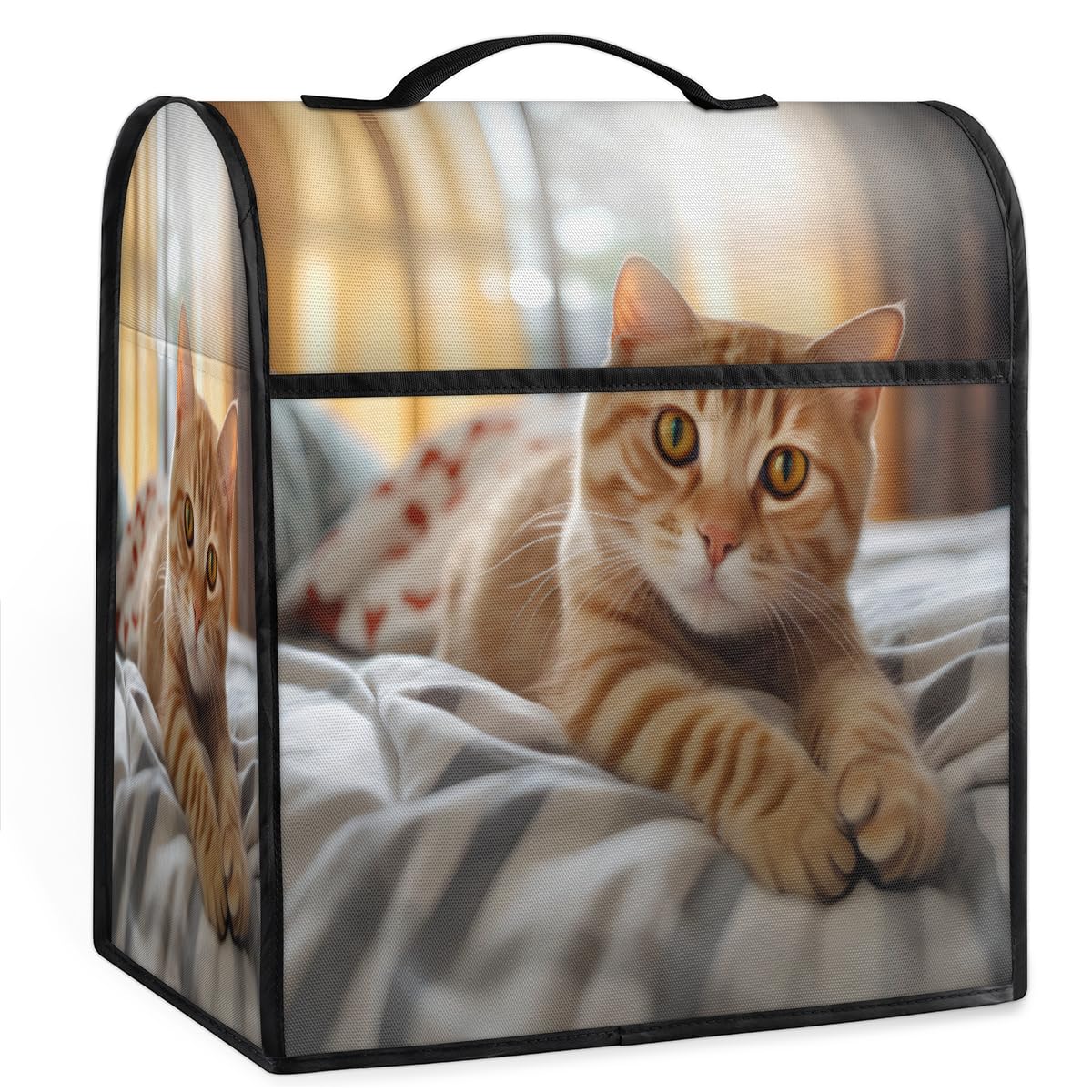 Coffee Maker Cover Animal Cute Cat Kitchen Appliance Covers Small Appliance Covers Blender Cover Juicer Cover Dust Covers for Kitchen Appliances with Top Handle and Pockets,Washable,C993
