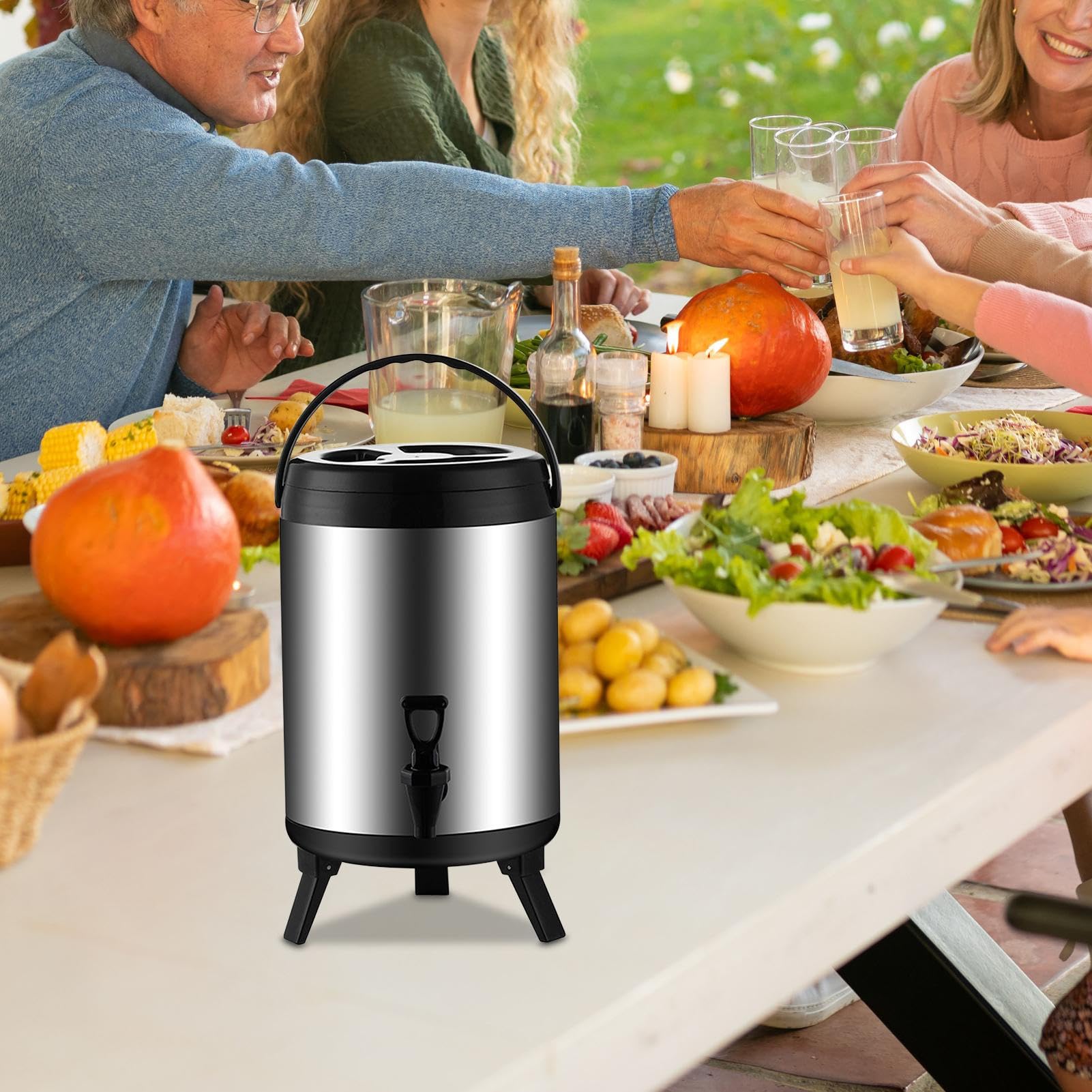 Termo Dispensador De Bebidas Calientes Y Frías, Con Grifo Y Trípode Plegable, -30° A 150°C, Antigoteo Portátil, Cubo De Hielo Portátil Para Invierno, Verano, Hogar, Playa, Acampada, Viaje