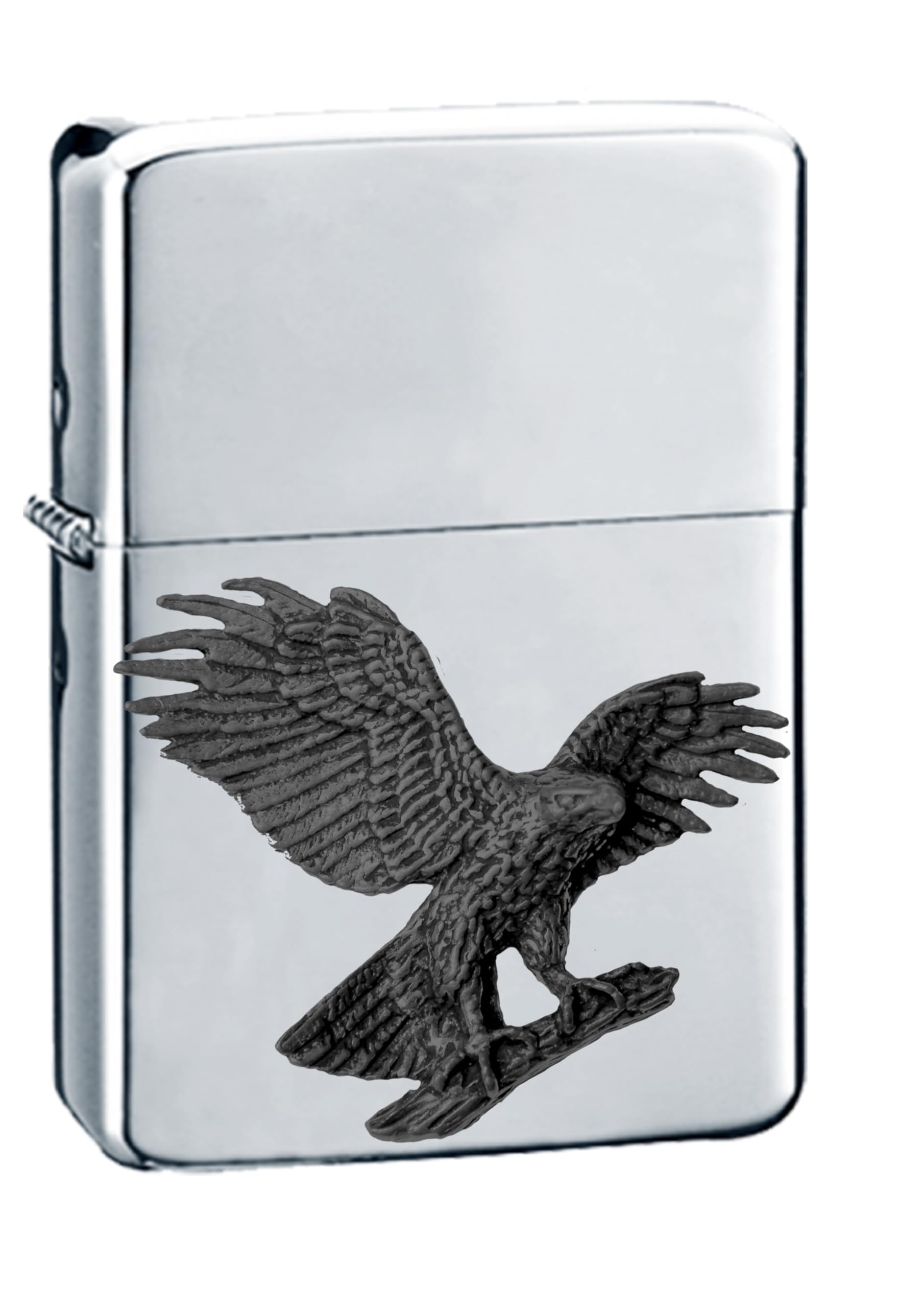 Briquet B37 Hawk Eagle finition noire essence rechargeable argenté