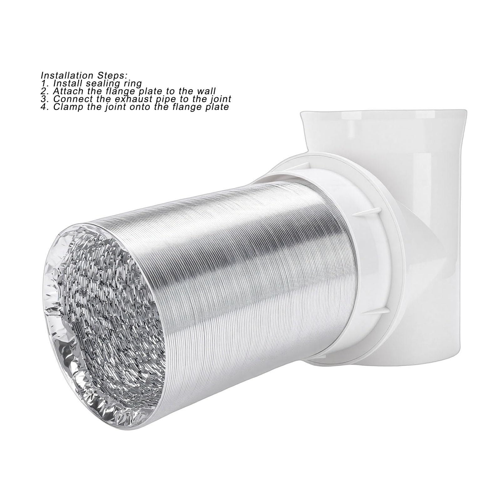Kit de Manguera de Ventilación para Secadora en Espacios Reducidos, Sellado Fuerte, Fácil Instalación, Diseño Profesional para Seguridad en el Hogar, PVC, Aluminio, Blanco, para Ventilación