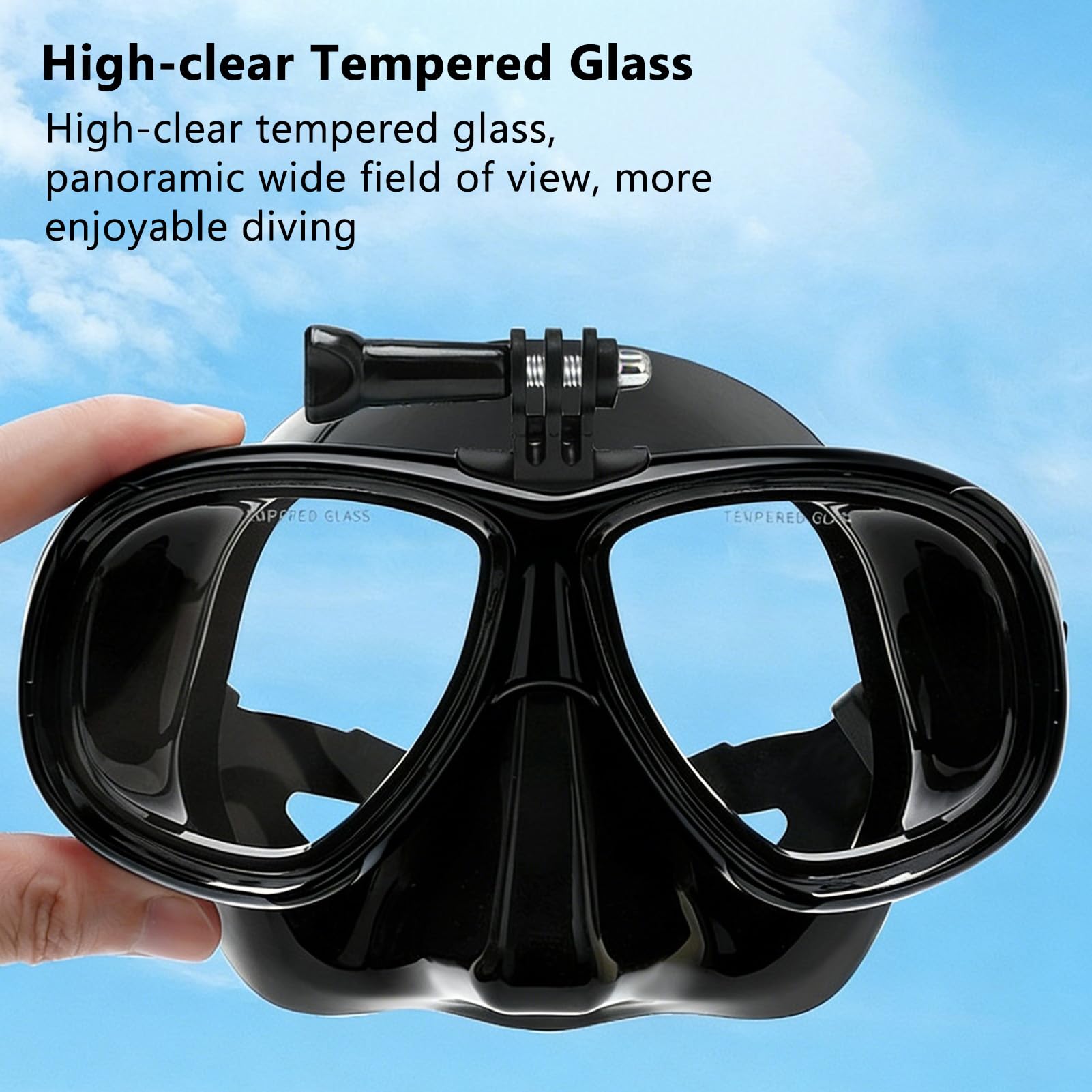 Máscara Snorkel Seca con Soporte Cámara, Gafa Silicona Cómoda | Equipo de Snorkel con Base para cámara; System Seco Respirable, Ideal para Buceo Turístico y Viajes