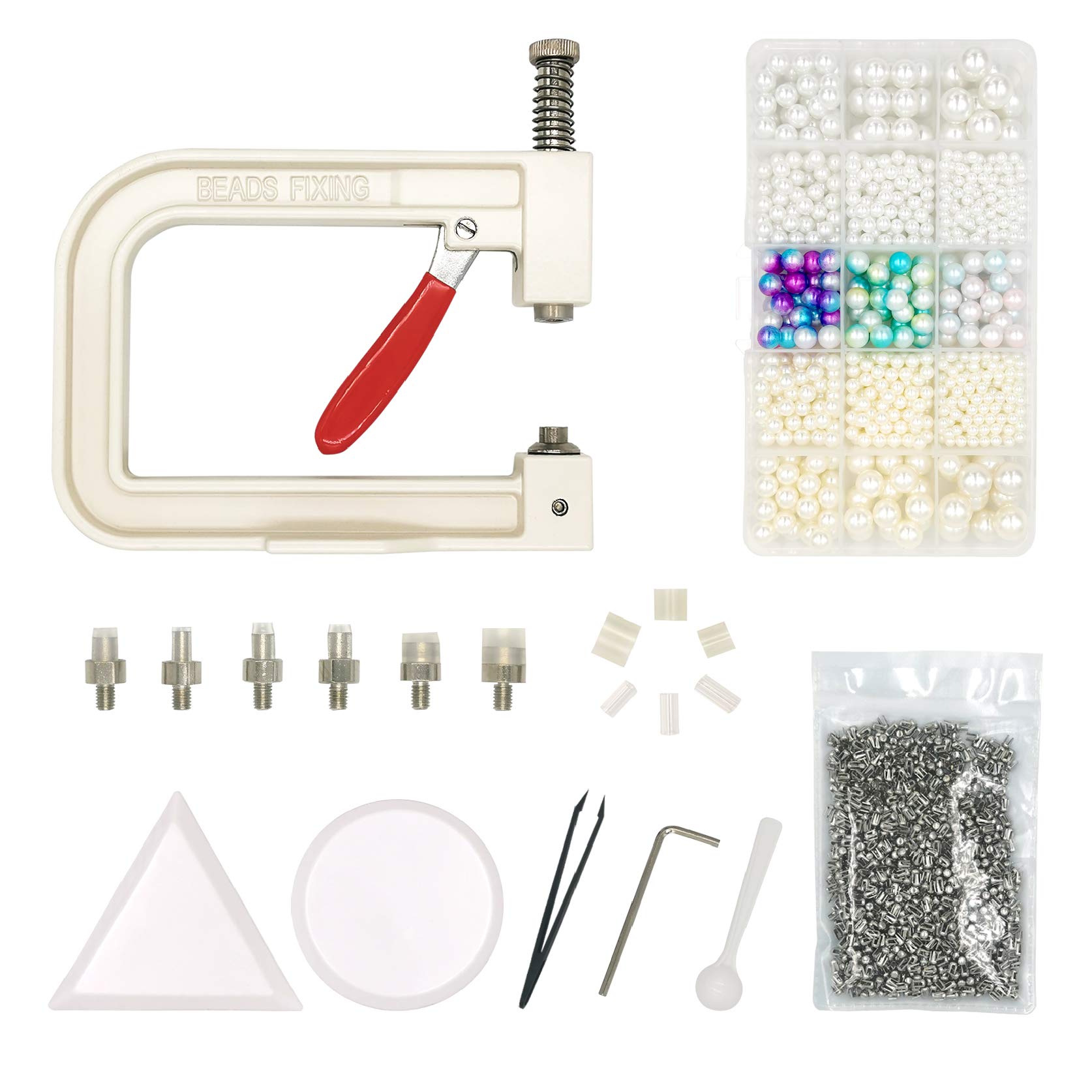 Pearl Setting Machine Kit with 6 Size Moulds, 6 Size ABS Pearls, DIY Clothes, Hat, Shoes
