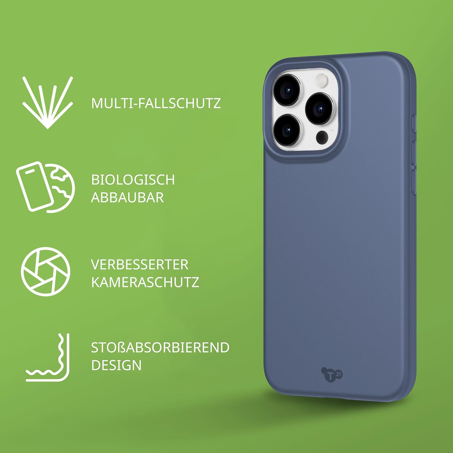 Tech21 EvoLite case for iPhone 15 - Impact Protection Case - Denim Blue