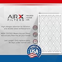 Vista 3 de AIRX FILTERS WICKED CLEAN AIR. Filtro de aire plisado electrostático MERV 8 de 20 x 22 x 1, paquete de 6 filtros de horno HVAC AC