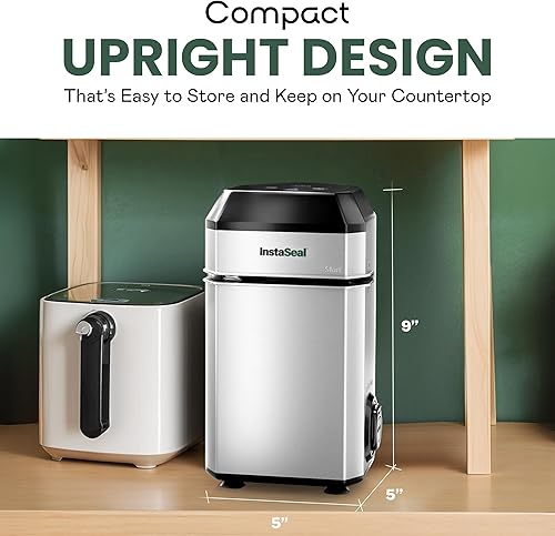 Miniatura 3 de InstaSeal Sellador al vacío para alimentos con 12 bolsas, conserva los alimentos 5 veces más tiempo, diseño vertical compacto que ahorra espacio