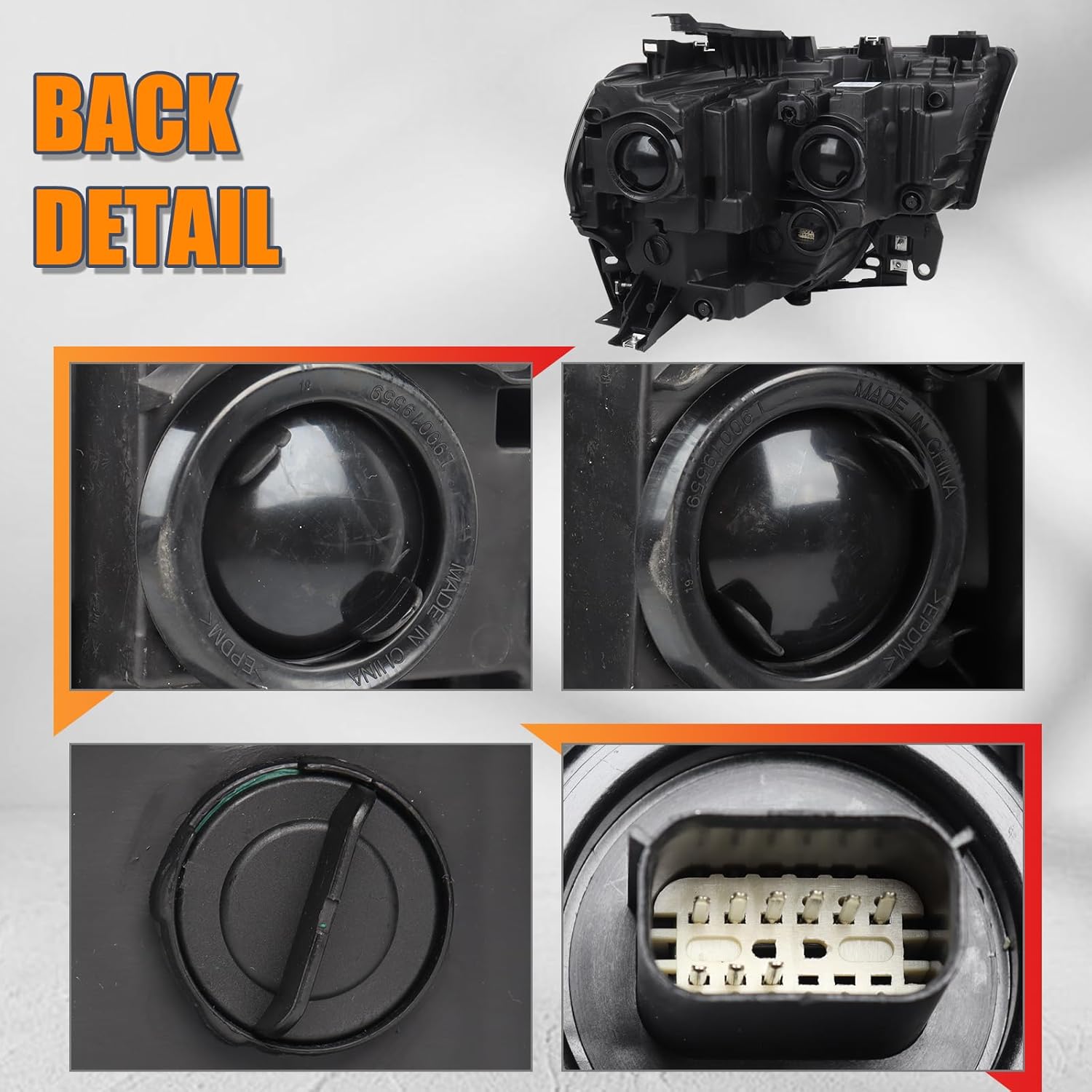 LH Chrome Headlights Assembly Compatible with 2019-2024 Dodge Ram 2500 3500 Headlamp Halogen Type With bulb(s) Left Driver Side CH2502334 68360177AE 68360177AD