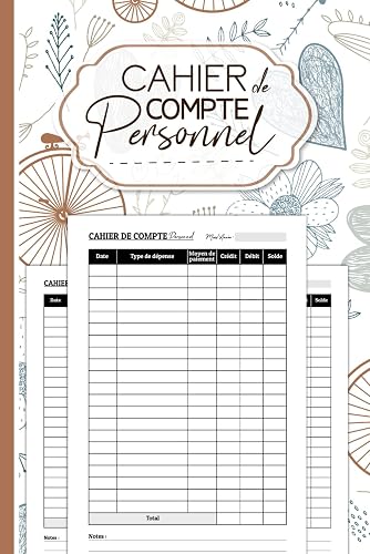 Cahier de compte personnel: Suivi des dépenses mensuelles et comptes personnels