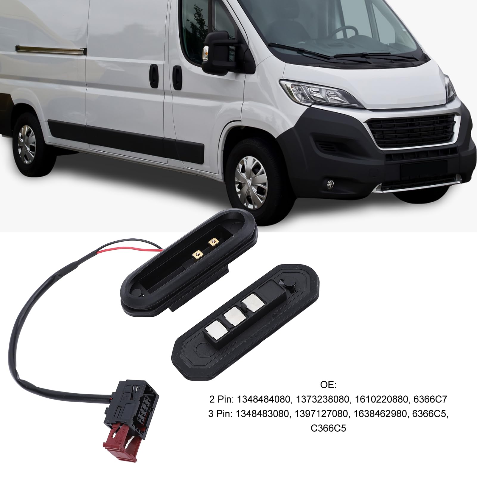 Yctze Interrupteur de de Porte Coulissante 1348483080, 2 Broches, 3 Broches, Performance Stable, Remplacement pour Ducato III 2006, Ensemble de Câblage de Plaque de