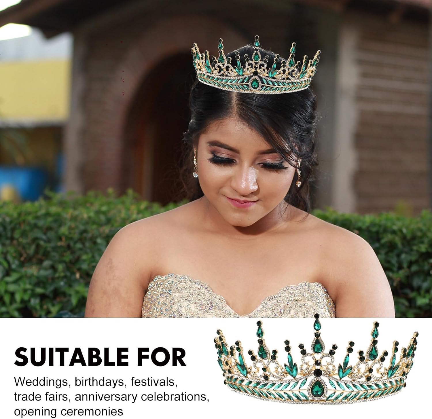 Baroque Rhinestone Bride Crown Alloy Wedding Tiara Headdress Hair Decor Party Headwear for Women