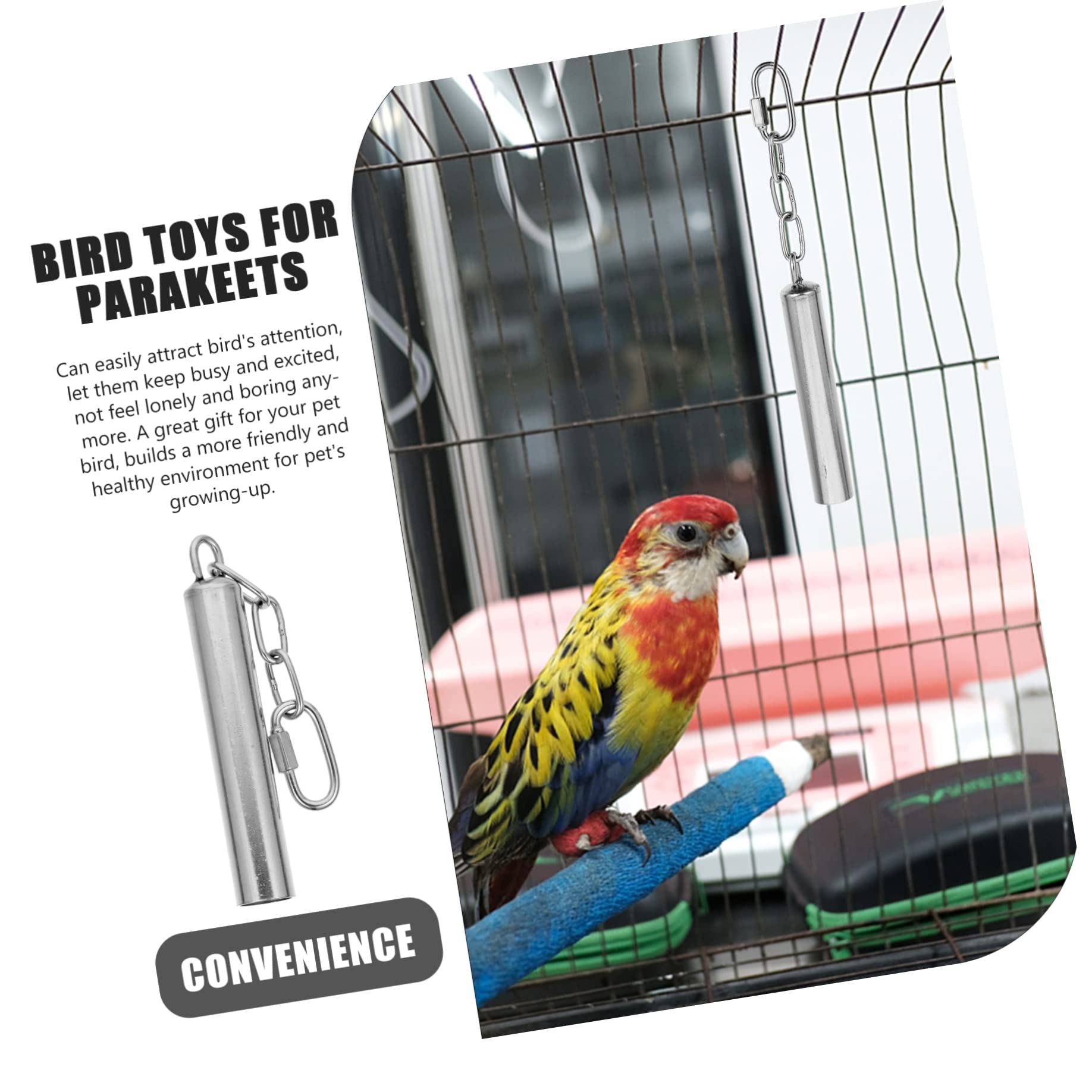 POPETPOP 3pièces Squirrel Bell pour Oiseaux Cloche Inoxydable pour Perroquets Jouet à Suspendre pour Oiseaux Accessoire De Décoration De Volière Convient pour Cockatiels Et Autres