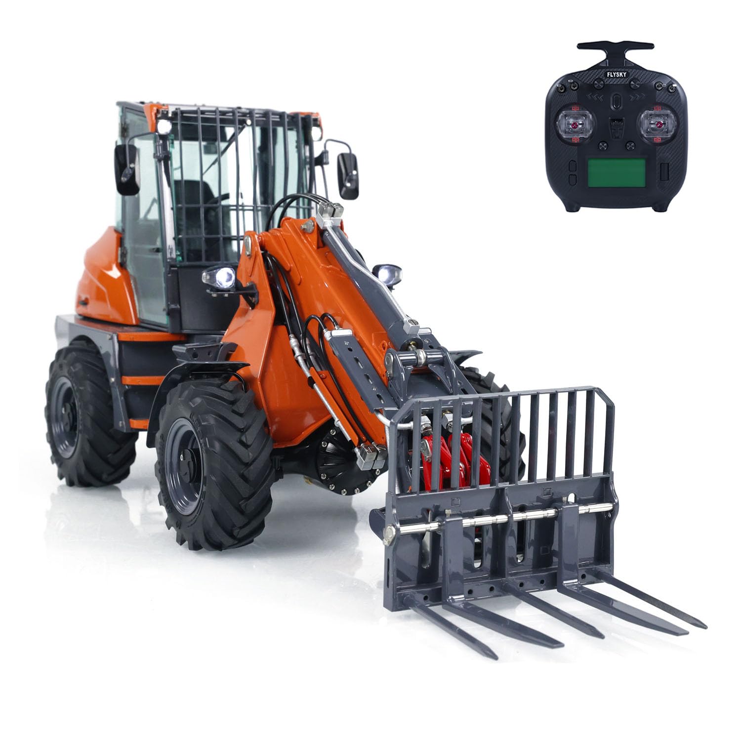 LESU 1 14 AT1050 RC Hydraulic Fork Truck Painted Telescopic Arm Loader Light Sound Motor Servo ESC Hobby