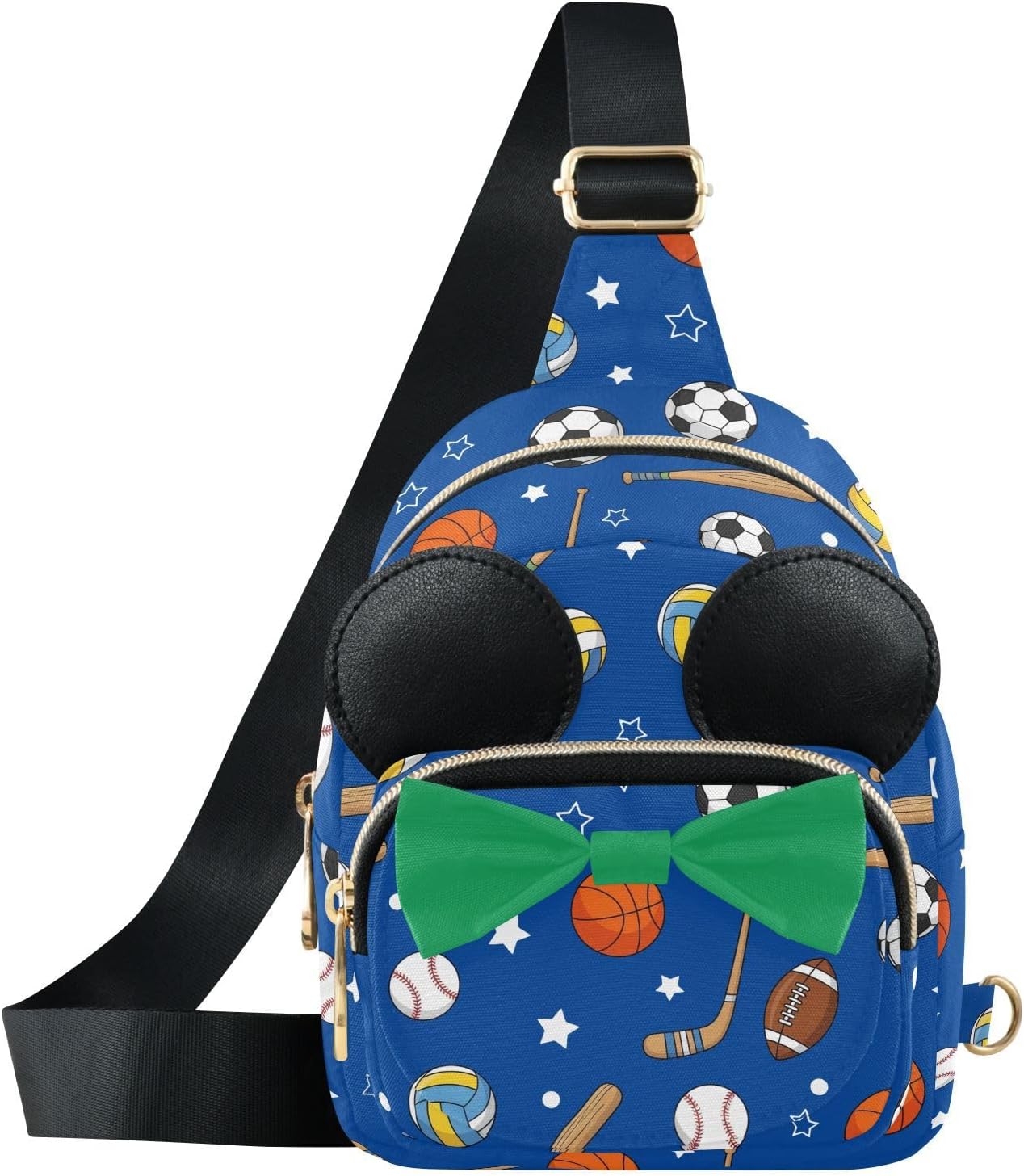 Sinestour Volleyball Kids Sling Bag for Girls, 7.5x5.7x3.1 Inches | Crossbody Fanny Pack, Toddler Purse, Cute Sling Belt Bag with Ears, 2L Small Shoulder Chest Bag for Travel