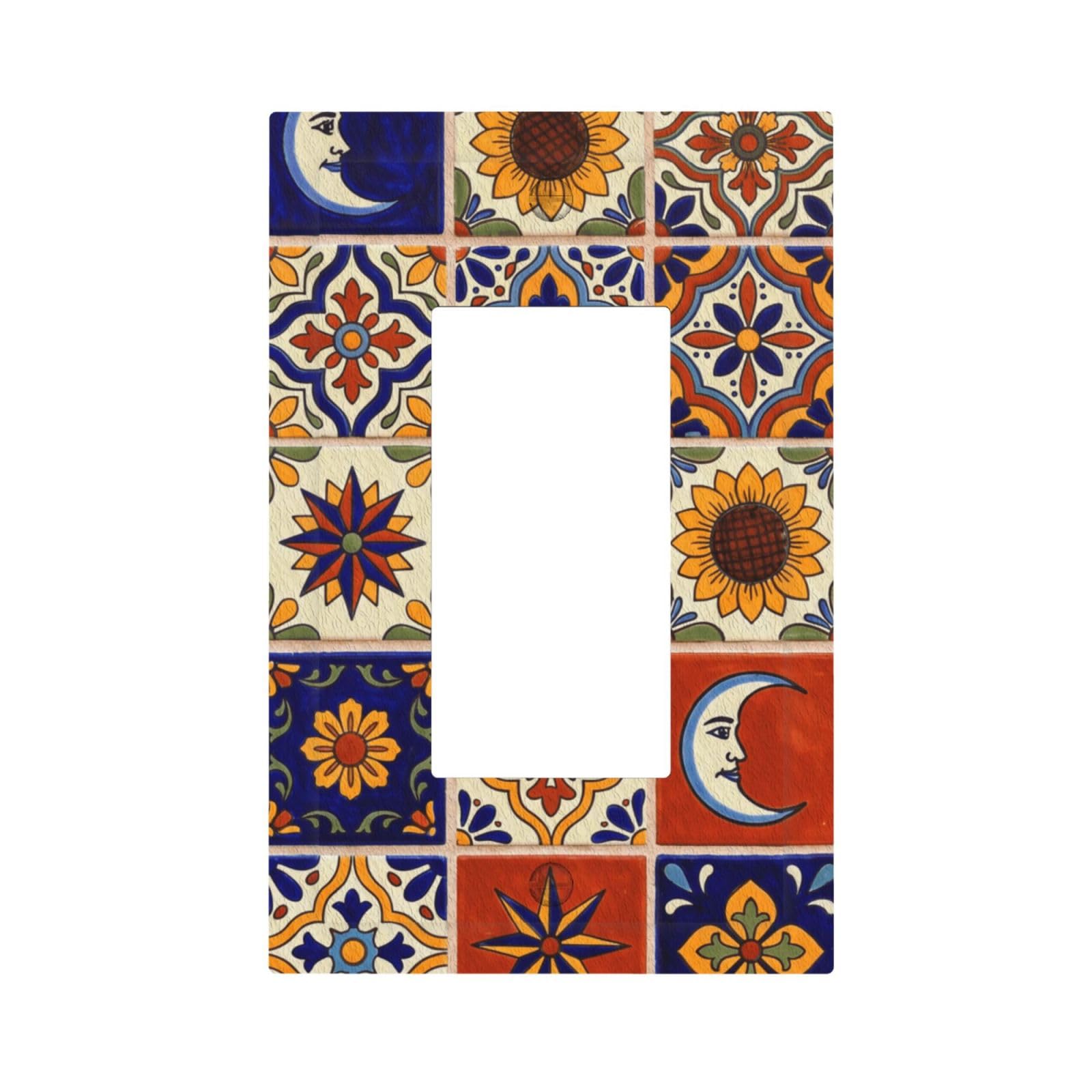 DWBGUO Decorative Outlet Covers Colorful Mexican Talavera Tile 1 Gang Rocker Light Switch Cover Plate Single Wall Plates for Electrical Outlets Switch Plate Covers Faceplate for Kitchen Home Decor
