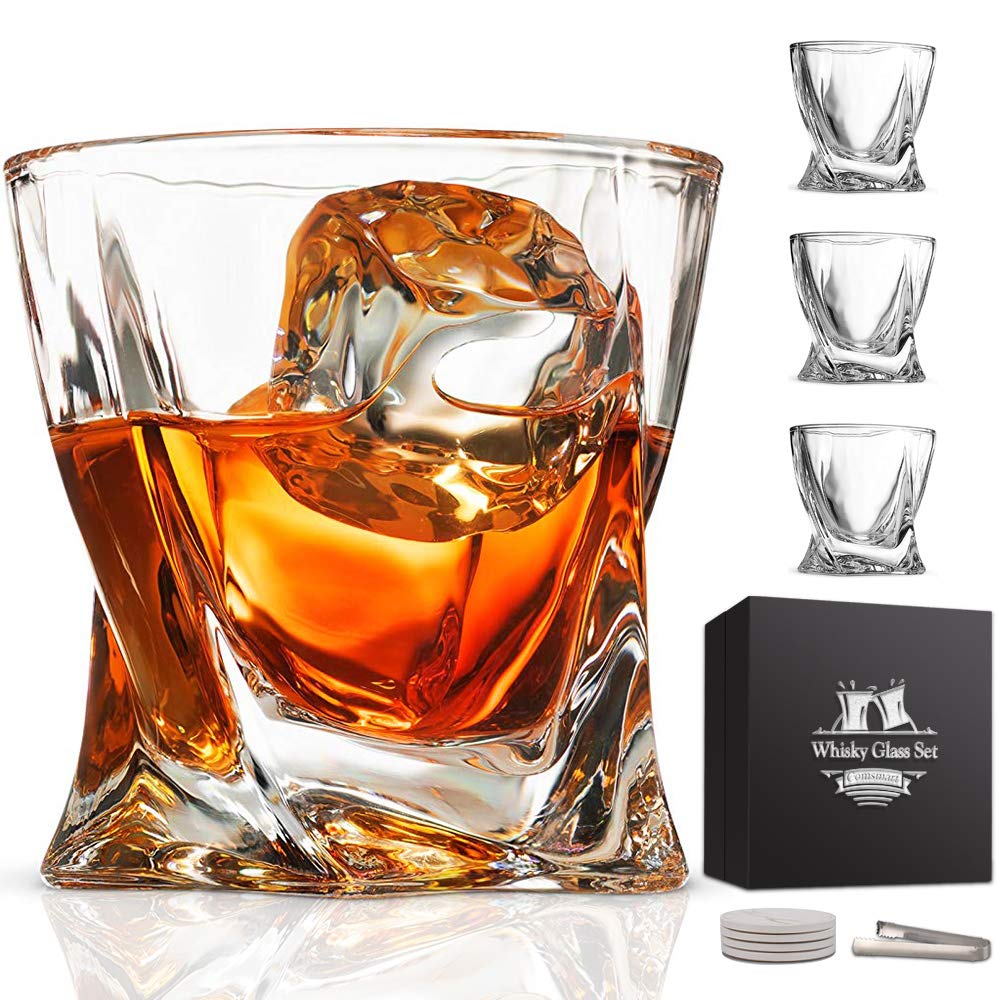 Buy Whiskey Glass Set of 4 LeadFree Crystal Clear Scotch Glasses 10