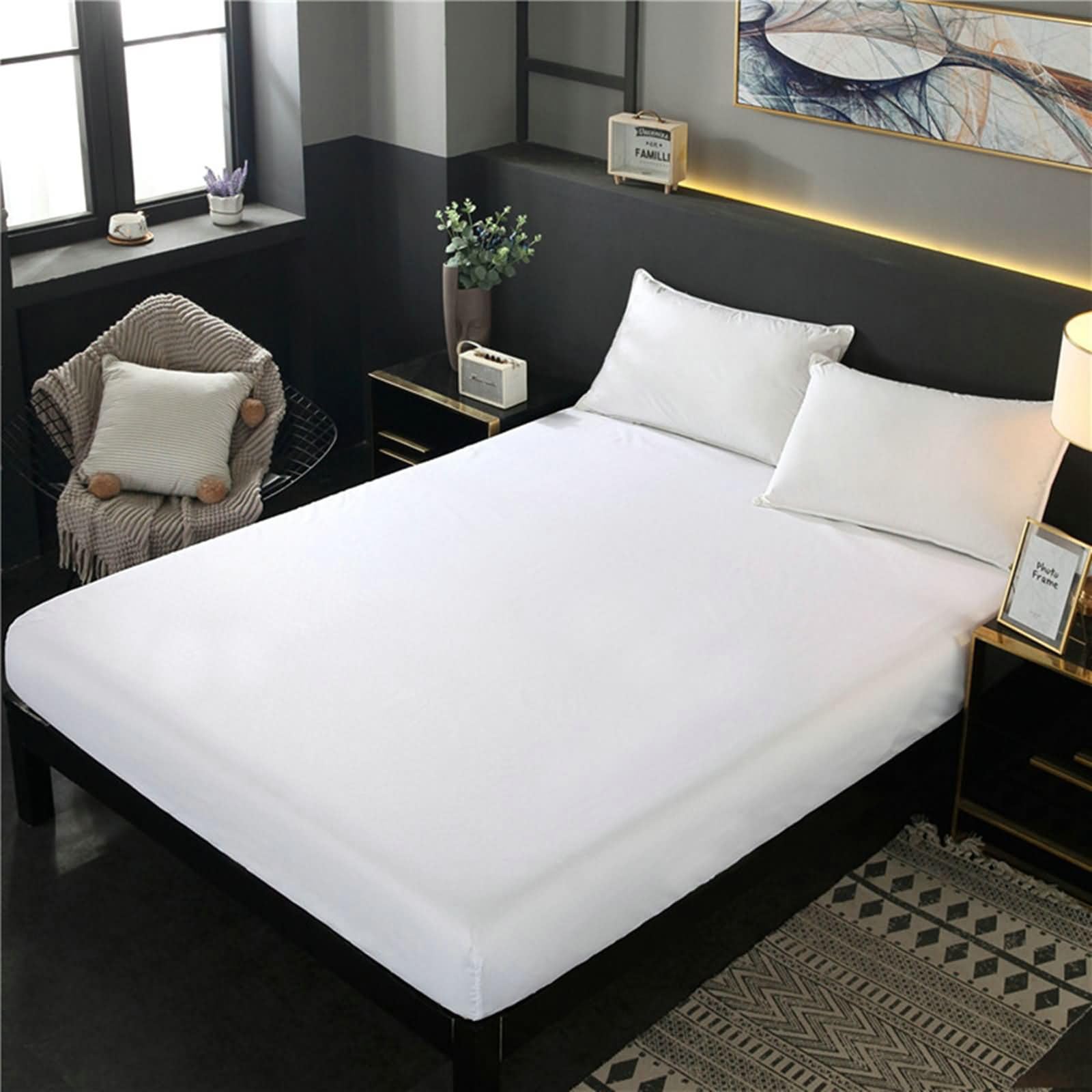 Daesar Bedding Fitted Sheet Queen Size 59x 79 Bed Sheet Cotton Solid Color Soft Bedspread Bed Cover with