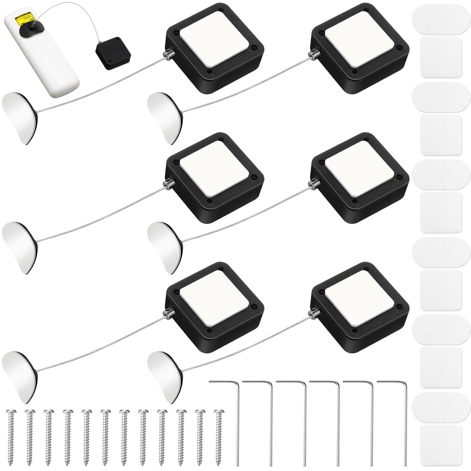 Mimorou 6 Pcs 6.5 ft Retractable Security Cable Lock with Double Sided Adhesive and Screws TV Remote Control Tether Cord Leash Anti Lost Rope Security