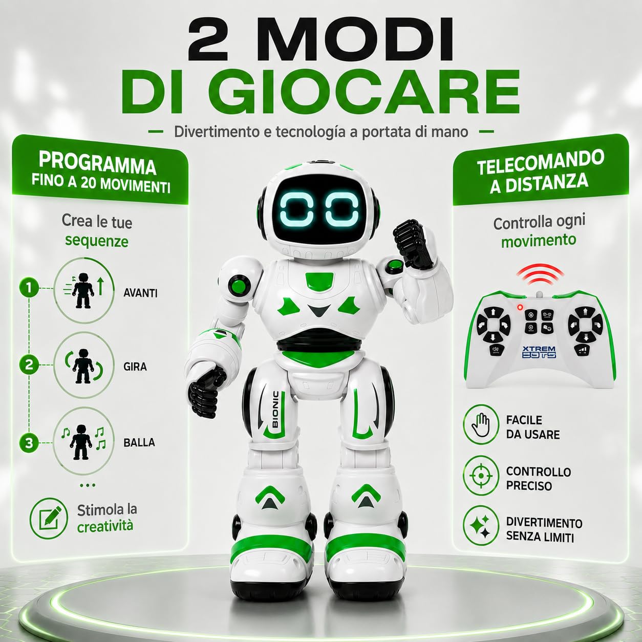 Xtrem Bots - Bionic | Robot Giocattolo | Robot Bambini | Telecomandato E Programmabile | Giochi Bambini 5 Anni O Più | Regalo Bambino 5 Anni