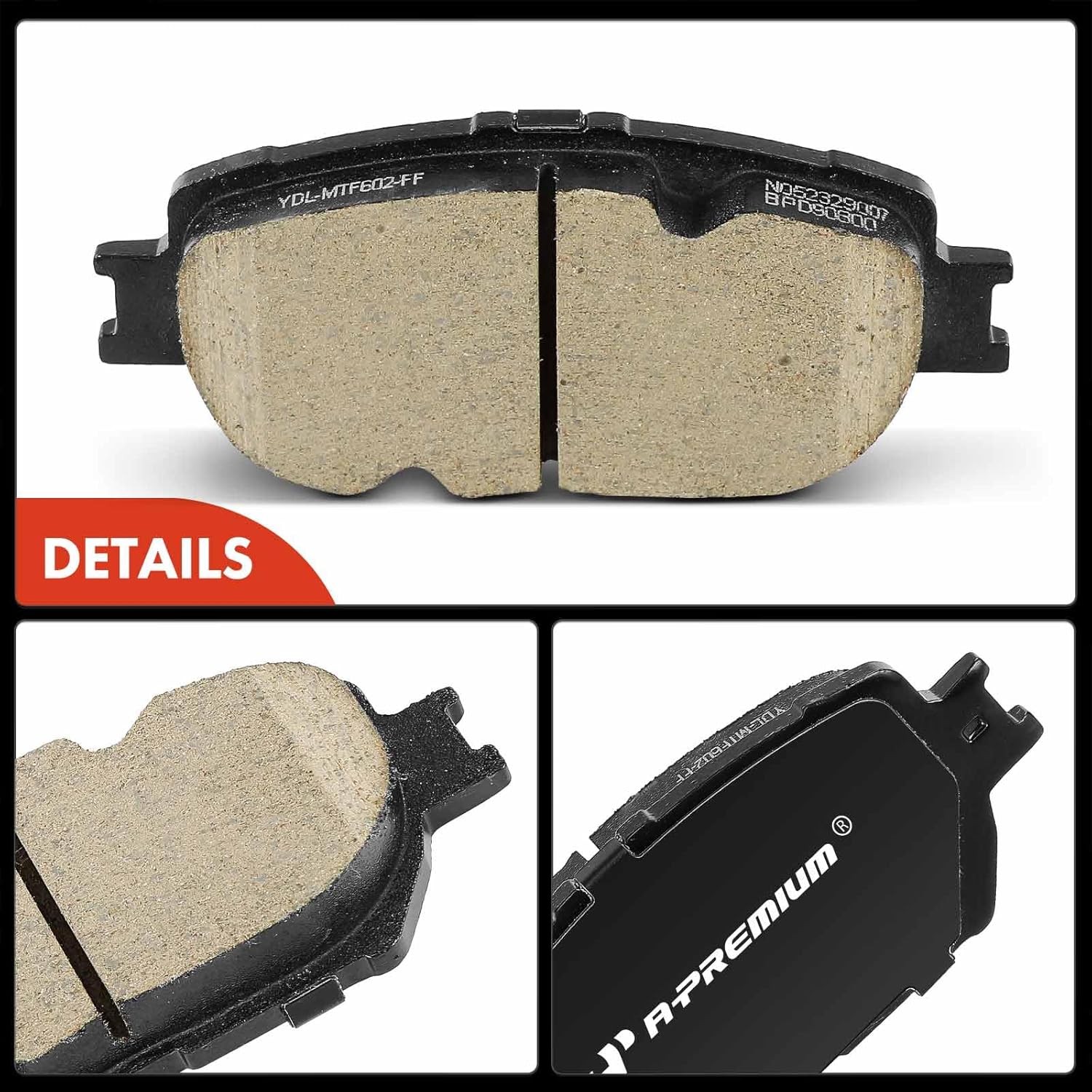 A-Premium Front and Rear Ceramic Brake Pads Set Compatible with Toyota Camry 2002 2003 2004 2005, 8-Pack