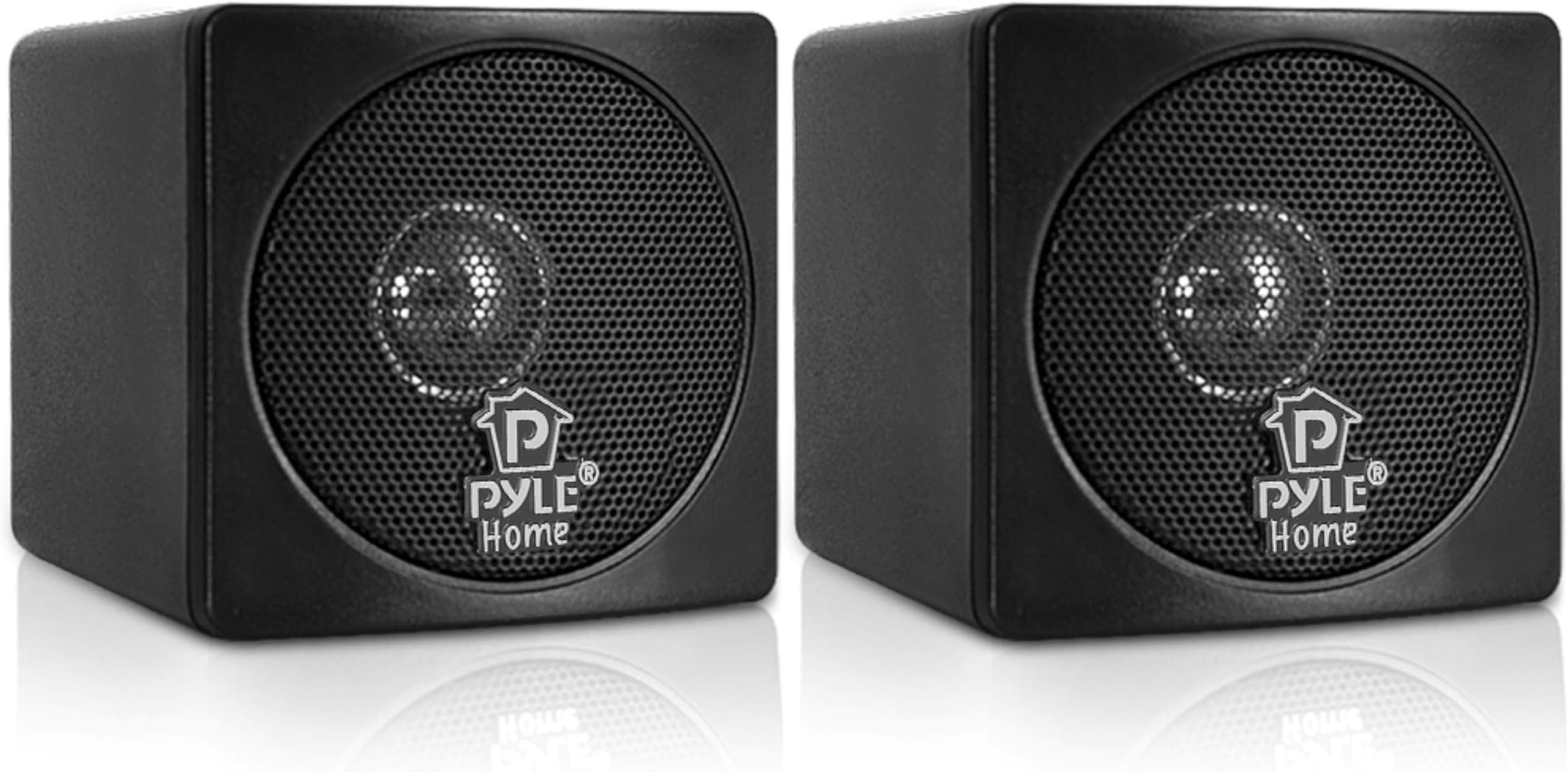 Home PCB3BK 3-Inch 100-Watt Mini Cube Bookshelf Speakers - Pair (Black) (Pair)