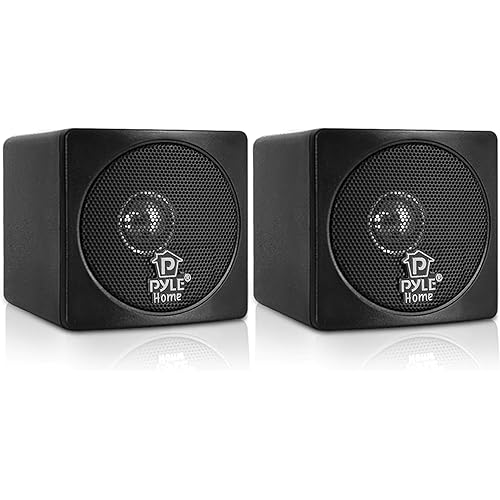 Pyle Home PCB3BK 3-Inch 100-Watt Mini Cube Bookshelf Speakers - Pair (Black) (Pair)