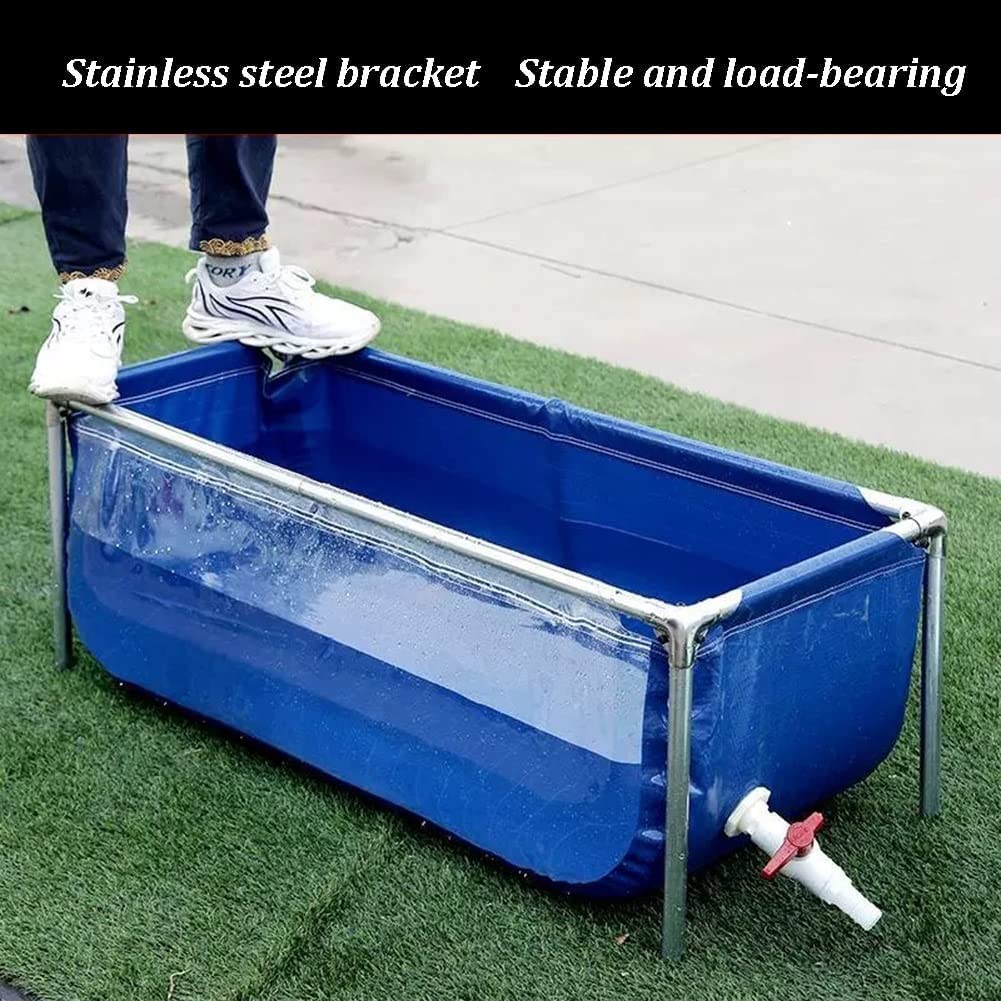 Tanque de peces para exteriores con panel de visualización transparente y válvula de drenaje, estanque grande para acuario, piscina para peces, marco de acero duradero, decoración de jardín