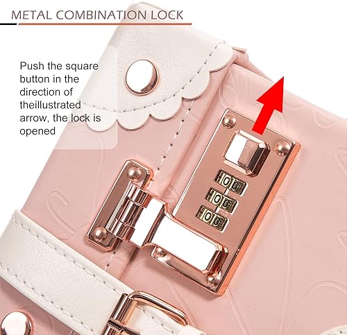 Miniatura 7 de Apelila Juego de equipaje vintage de 2 piezas de cuero sintético con ruedas giratorias, maleta ligera para viajes (20 + 12 pulgadas), Rosa Retro