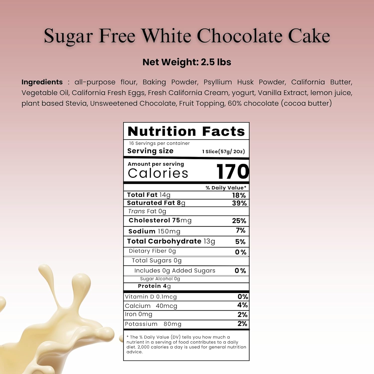 ANDY ANAND CHOCOLATIER Sugar Free White Chocolate Cake, Topped With Strawberry Enjoy The Amazing Taste of a Classic Cake, Diabetic Friendly, Amazingly Delicious, Guilt-Free Dessert For Celebrations (2.5 lbs)