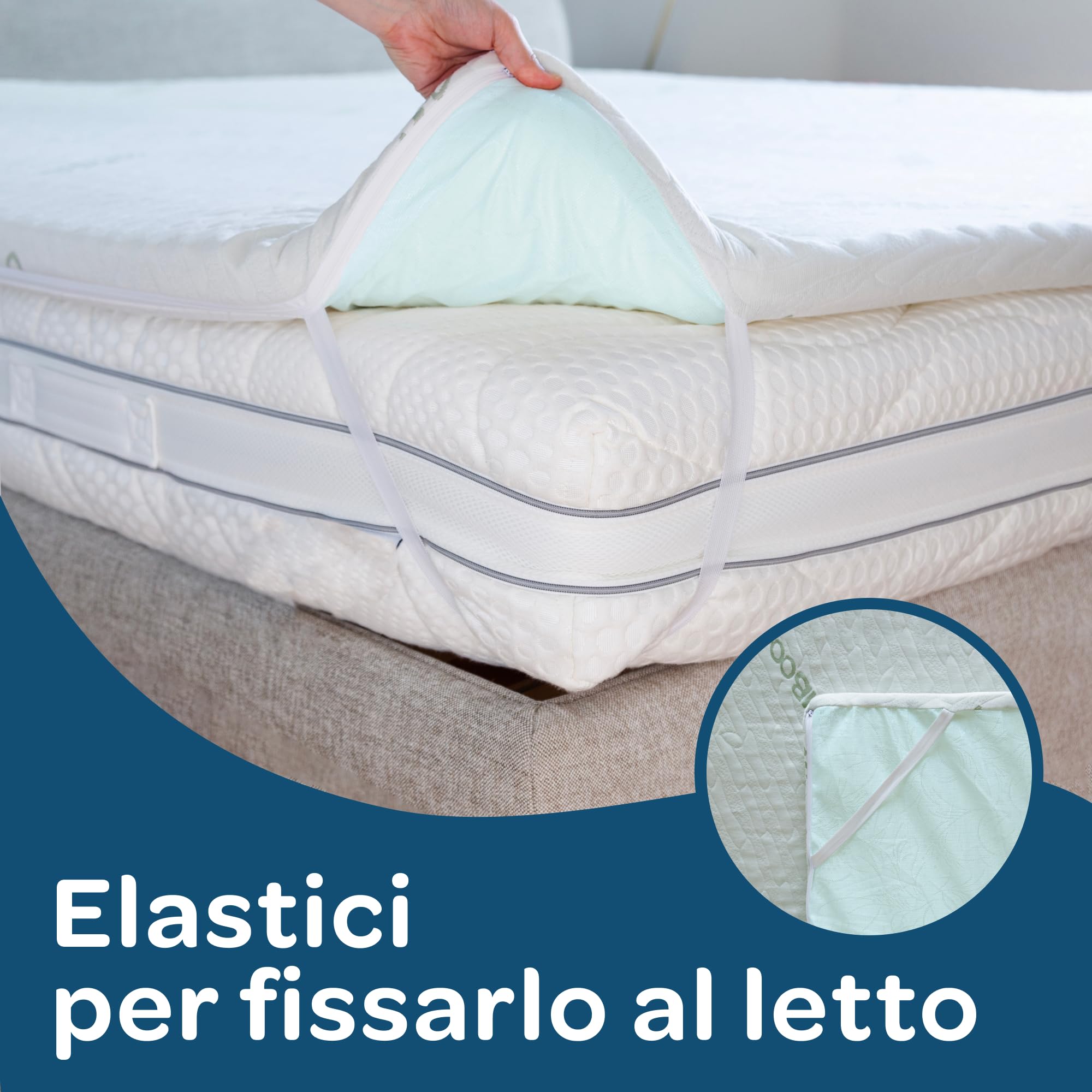 DOLCI SOGNI Topper Una Piazza e Mezza 120x190, OEKO-TEX® e CertiPUR™ Topper Piazza e Mezza 100% Memory Foam Spessore 6 cm, Fodera in Fibra di Bamboo Sfoderabile 100% Made in Italy