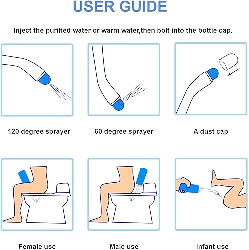 Miniatura 4 de Bidé portátil de 2 piezas, botella de 17 onzas, 17 onzas, botella de inodoro portátil para ducha, bidé de viaje, para mujeres adultas, cuidado