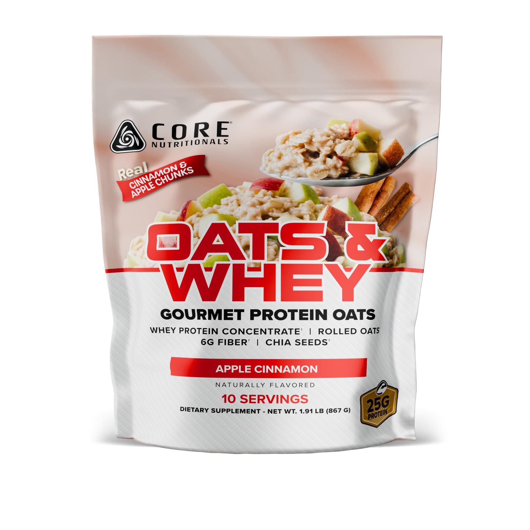 Core Nutritionals, Oats & Whey, Apple Cinnamon, 10 Serving