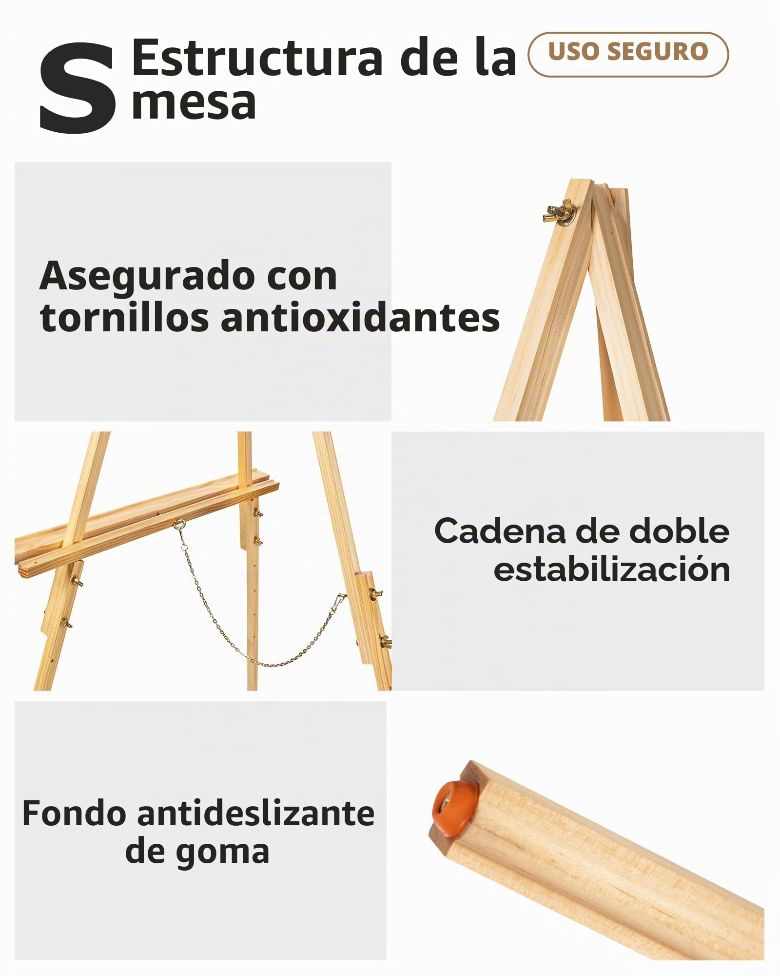 DJAR Caballete de madera de 63 pulgadas para cartel, altura ajustable de doble uso, caballete de exhibición de suelo de madera para boda, tablero de bienvenida, póster, imagen, foto, natural
