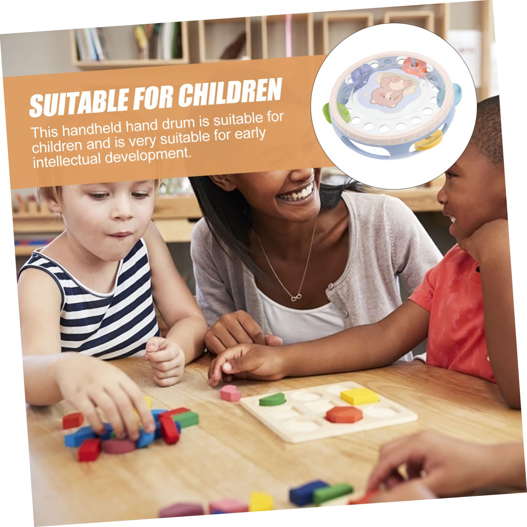 Toddmomy Tamburello Portatile Per Bambini in Plastica Rosa, Strumento a Percussione Educativo Campanellino a Mano, Gioco Musicale Per Feste e Sviluppo Del Senso Ritmico Dei Piccoli