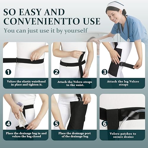 Miniatura 7 de 2 soportes para bolsa de catéter, funda para bolsa de drenaje urinario para hombres y mujeres, dispositivo de estabilización de catéter, bolsa de