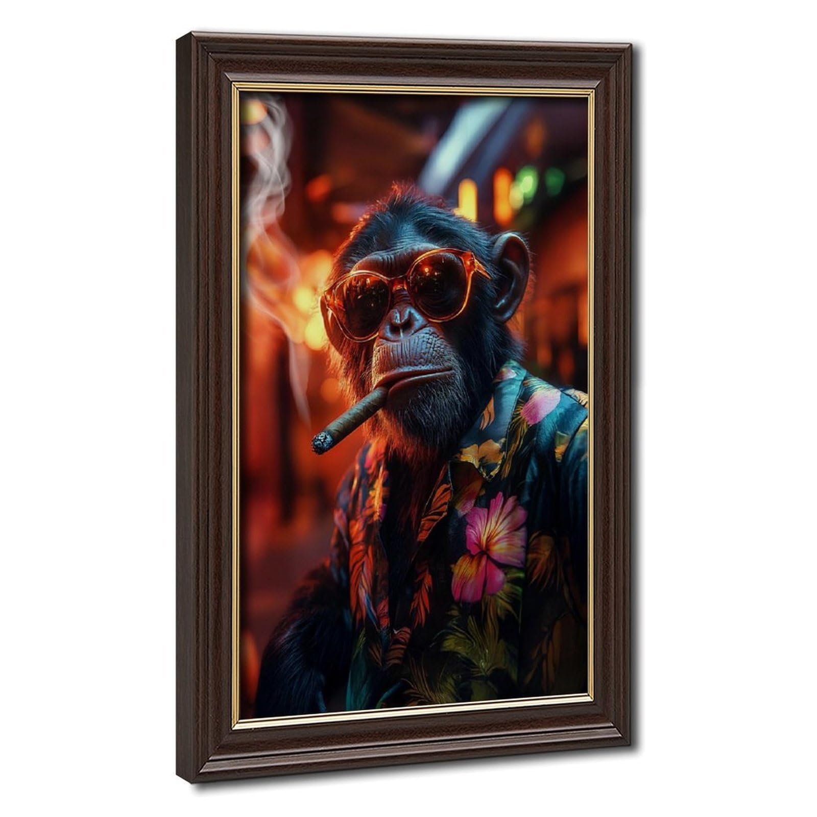 Bareronor Mokume Gane Frame-Style Gentleman Chimp Canvas Poster For Bedroom Decor Gift