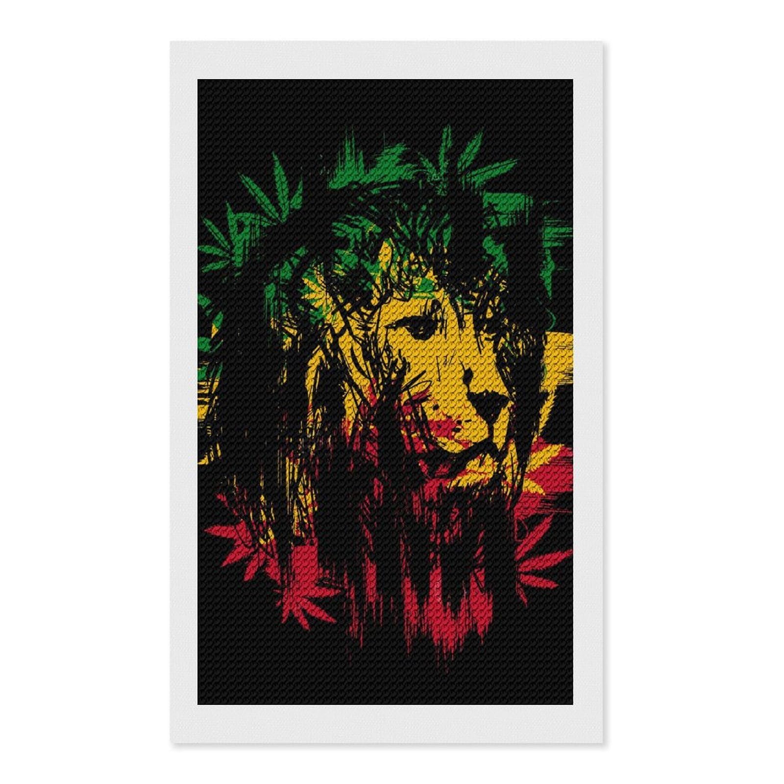 Nclqvjxzkhw Style Rasta Lion Diamond Art Painting For Adult Round Diamonds Pictures Arts Crafts Home Wall Decor 12"X20"