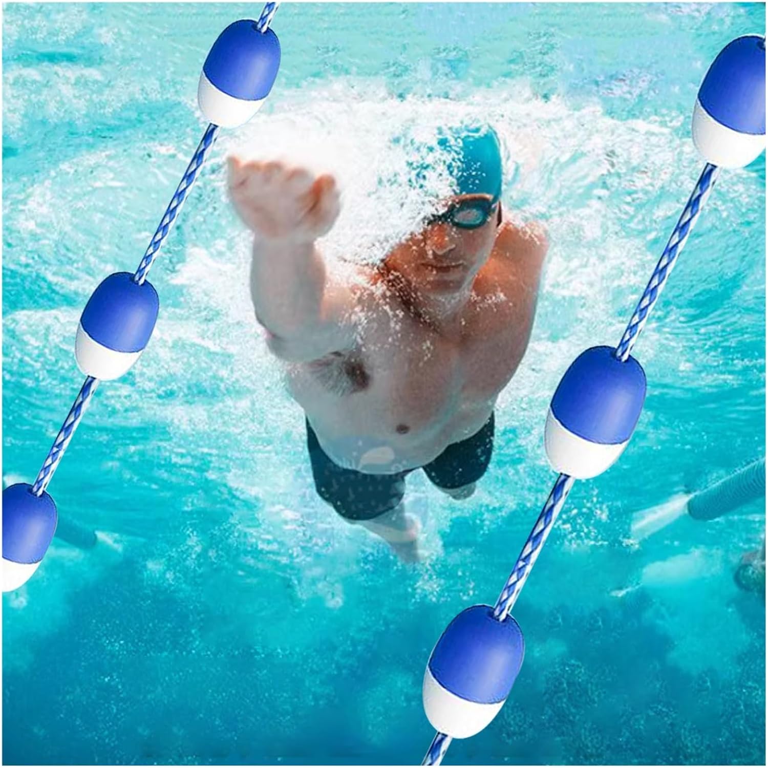 Generic Swimming Pool Safety Divider Nylon Floating Rope,180ft 160ft 100ft 80ft 50ft 40ft 30ft Long Pool Safety Divider Pool line Floats with 2 Hooks, Lane Line Pool Equipment